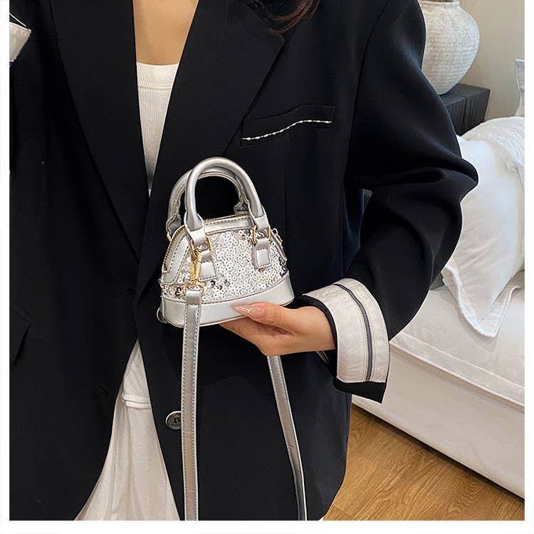 Mini sequin versatile crossbody shell bag