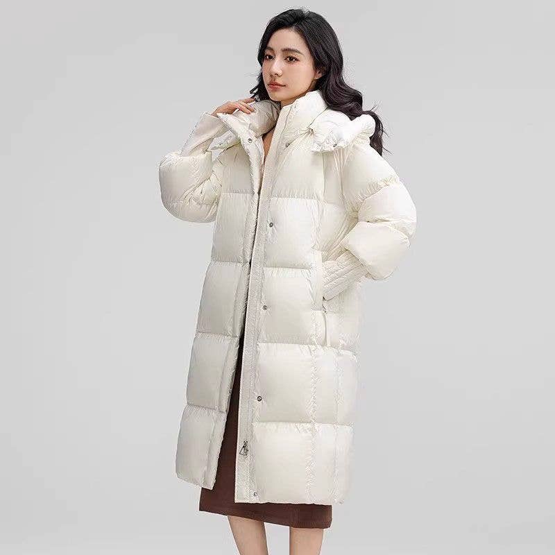Temperament-long detachable cap warm cotton coat