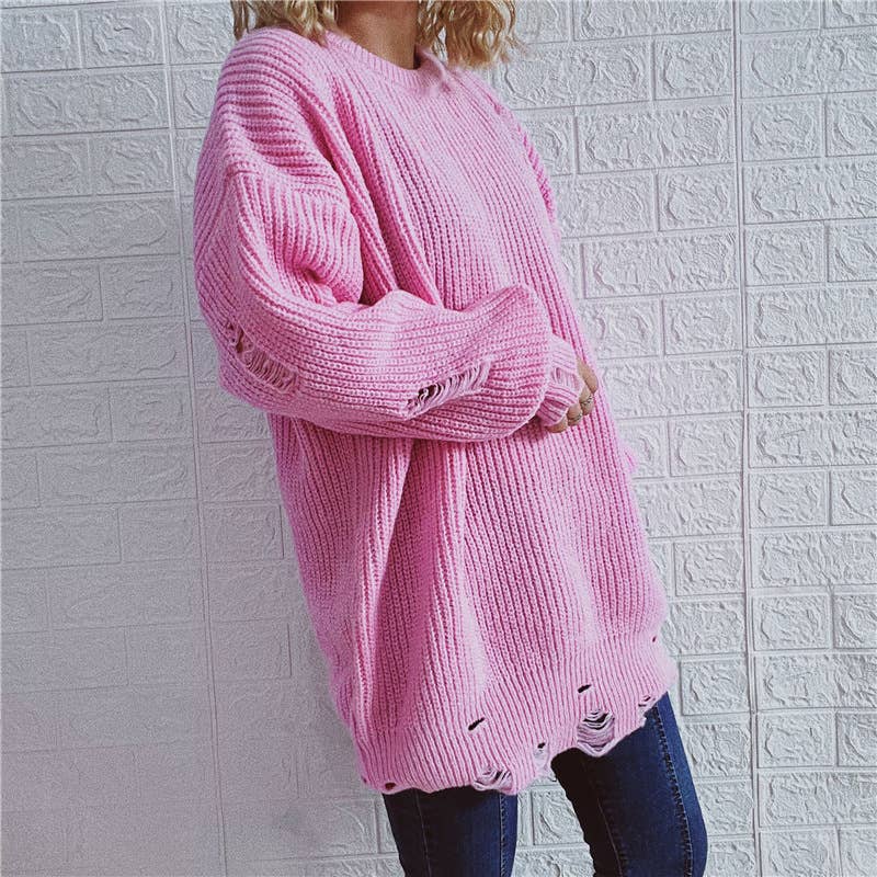 WOSWL1296_Crew Neck Pullover Casual Long Sleeve Sweater