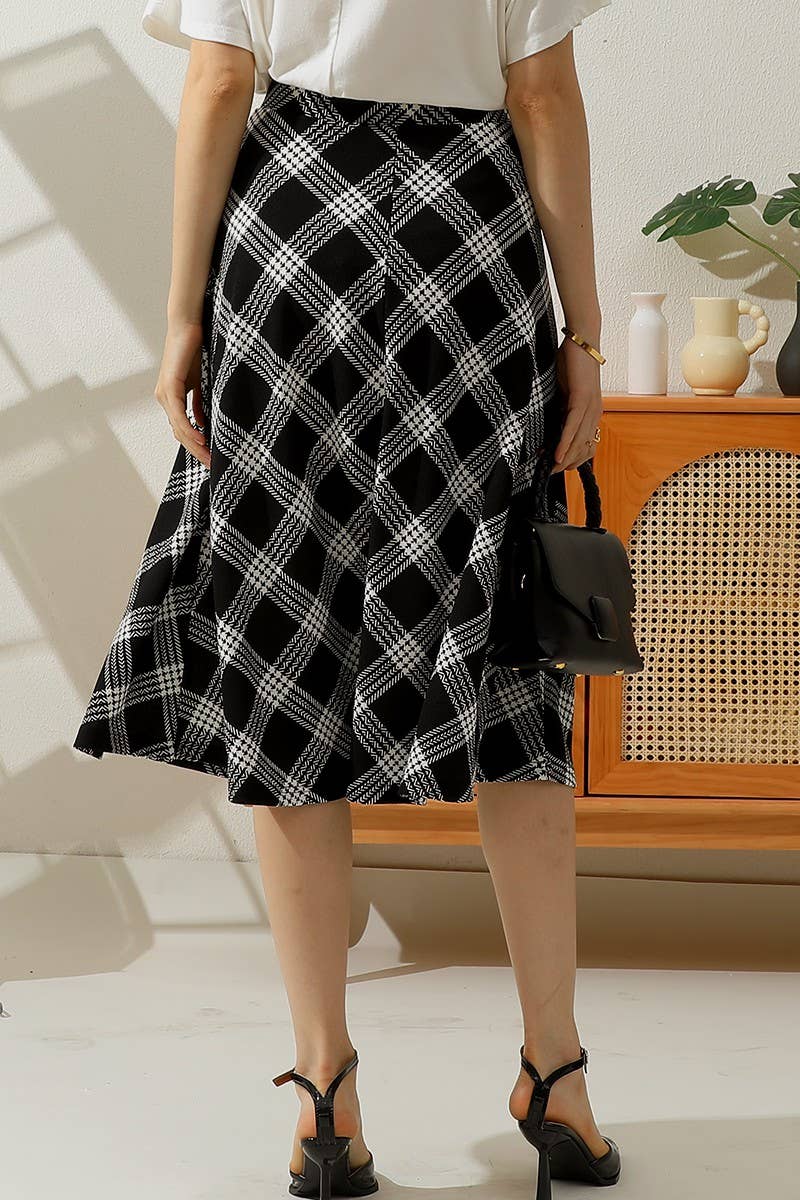 CWBLS128_FLARE FLOUNCE A LINE MAXI LONG KNEE SKIRTS