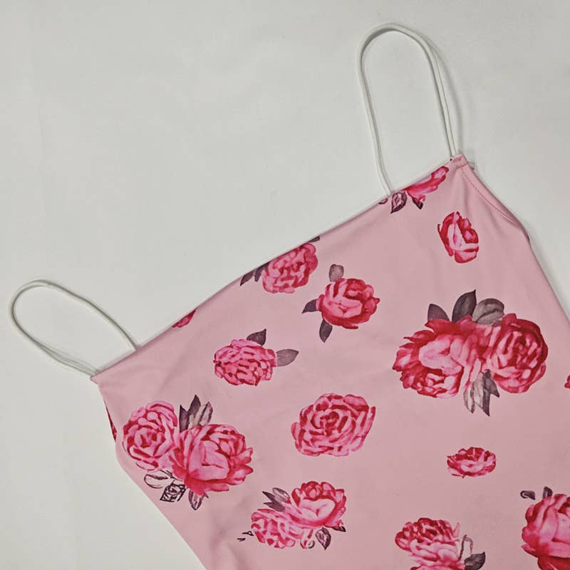 Printed strappy slimming dress cover the buttocks