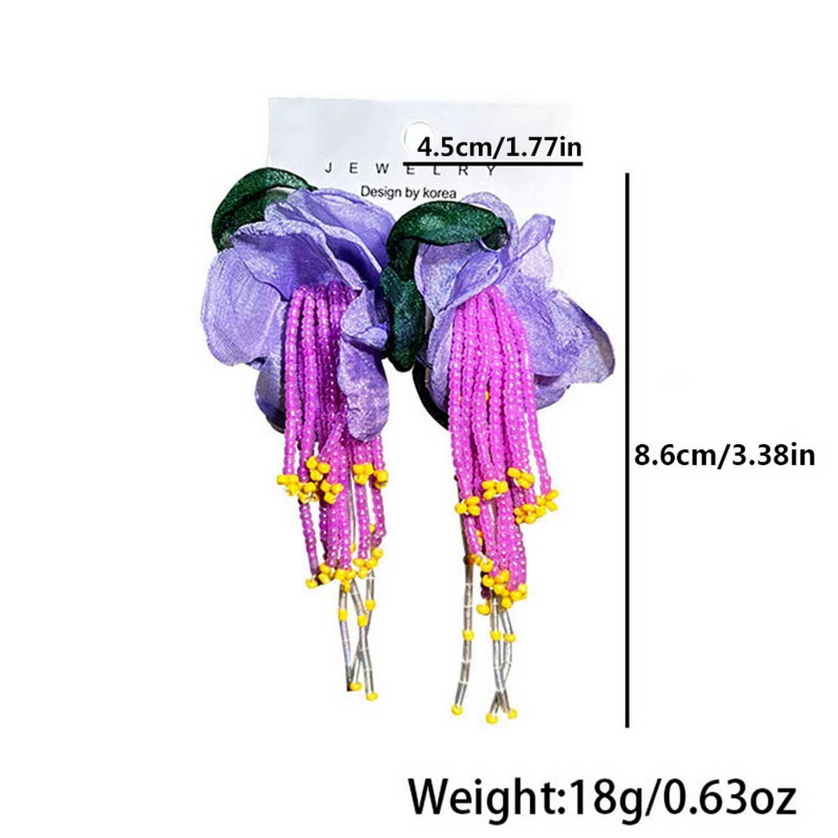 Handmade Floral Tassel Earrings Long Statement