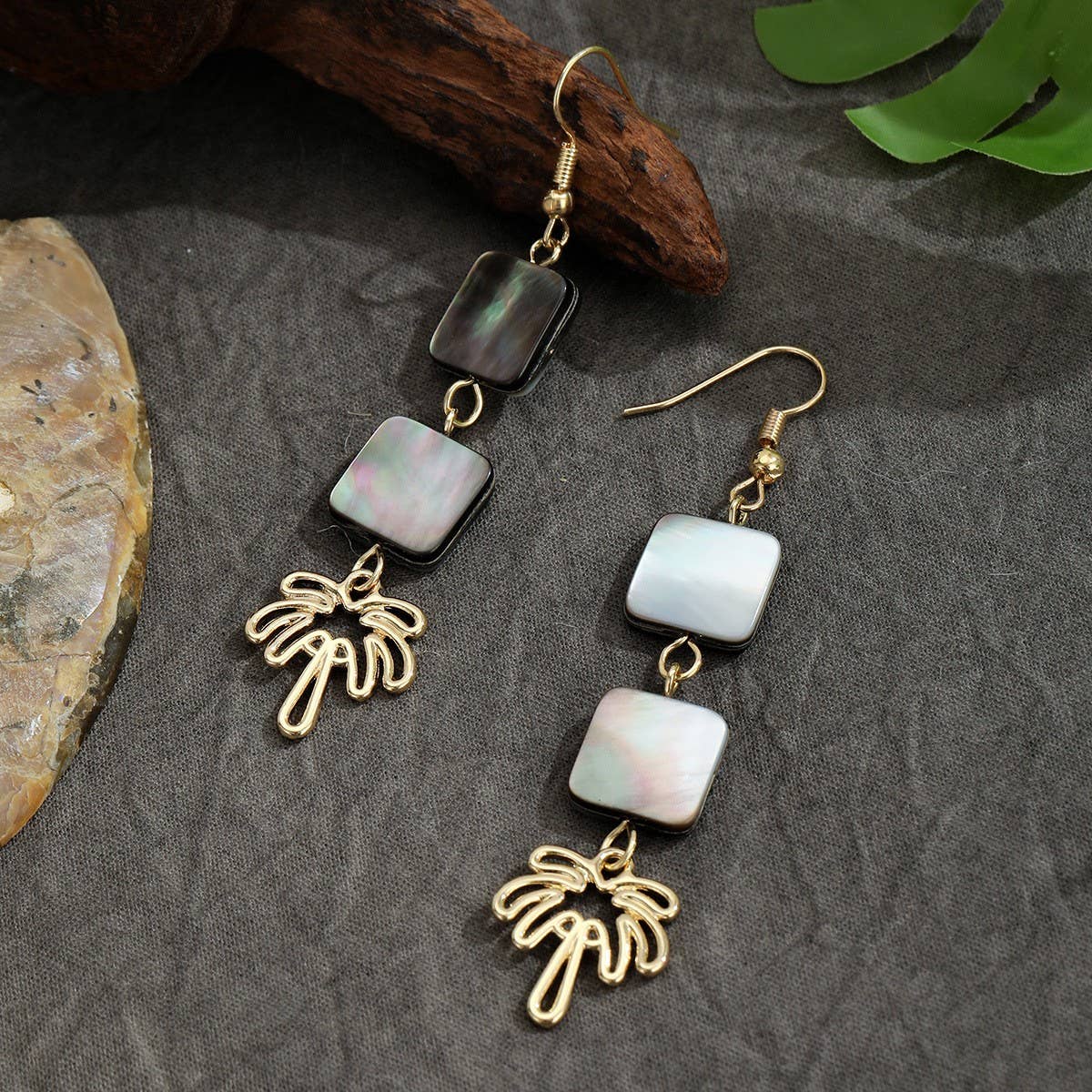 FASHIONABLE COLORFUL NATURAL ABALONE EARRINGS