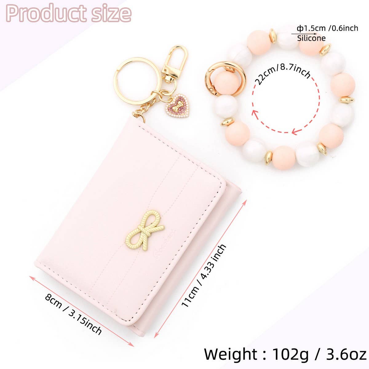 Butterfly Card Wallet with Heart & Bead Keychain_CWAB4969