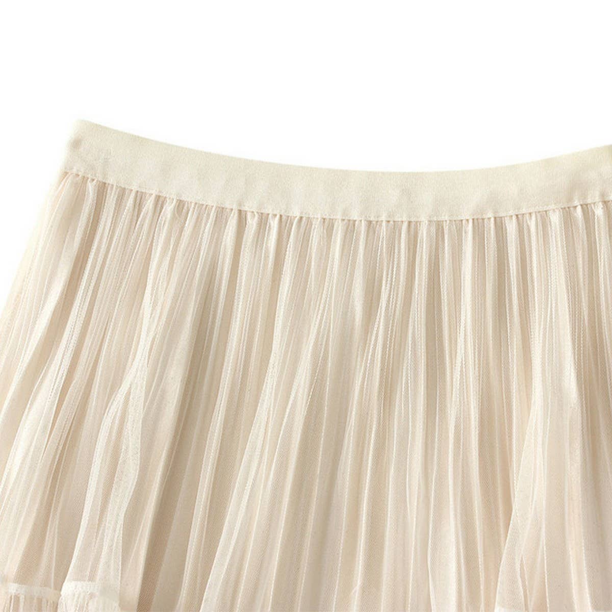 High-Waist Lace Midi Skirt with Cake Layer Design