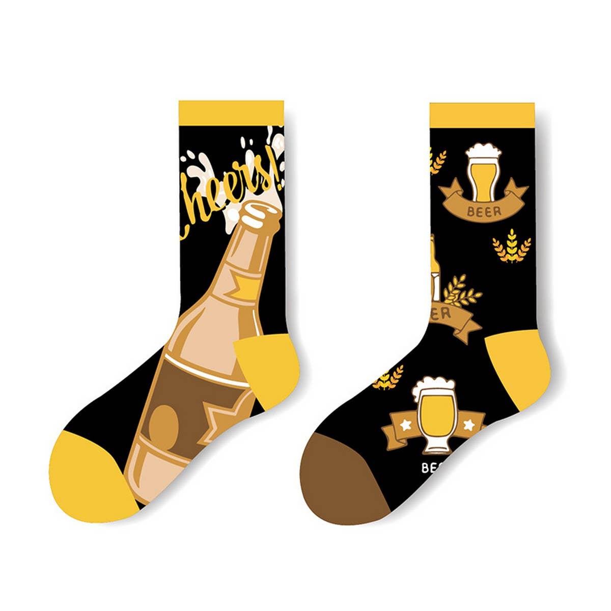 AB SIDE HAMBURGER BEER MID-TUBE TRENDY SOCKS_CWMS1009