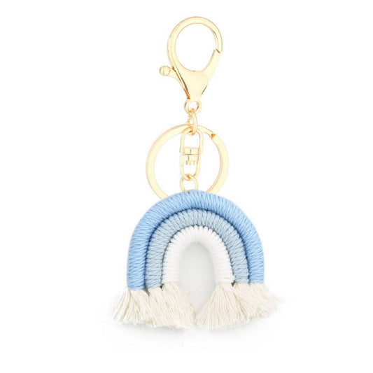 Macrame Rainbow Keychain Boho Car Hanging Decor_CWAB5031