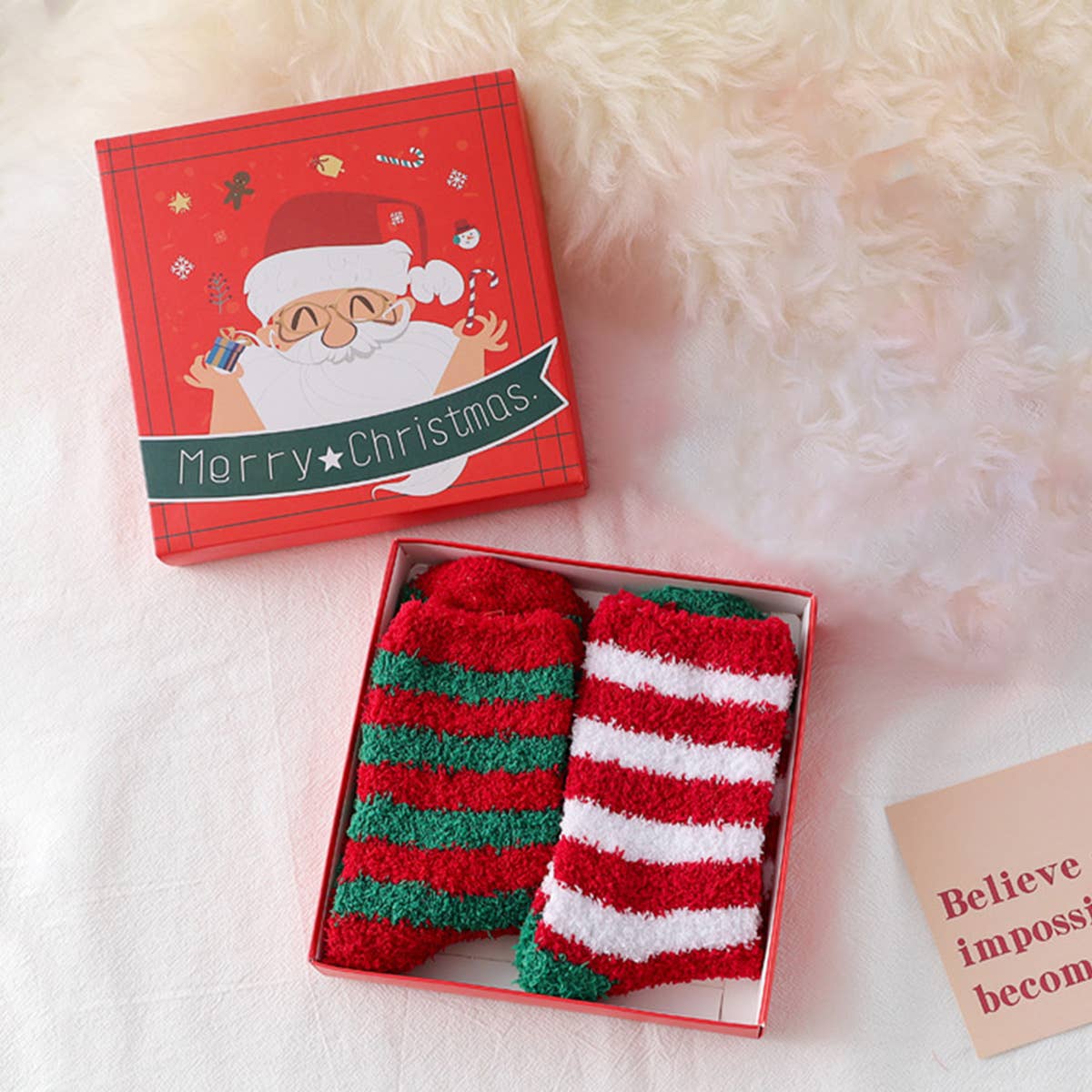 CHRISTMAS SOCKS GIFT BOX WARM MID-TUBE SOCKS