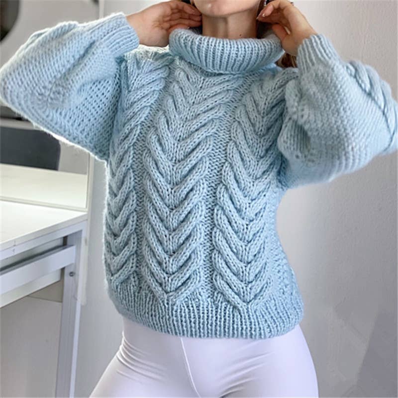 SOLID COLOR FISHSCALE HIGH NECK KNIT TOP