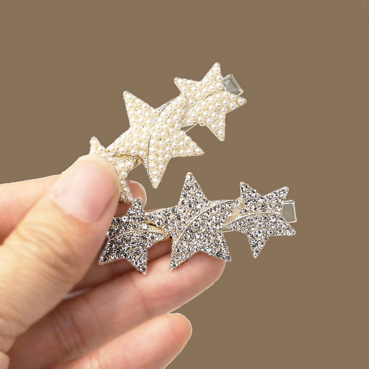 STARFISH FIVE-POINTED STAR PEARL DUCKBILL HAIRPIN_CWAHA4660