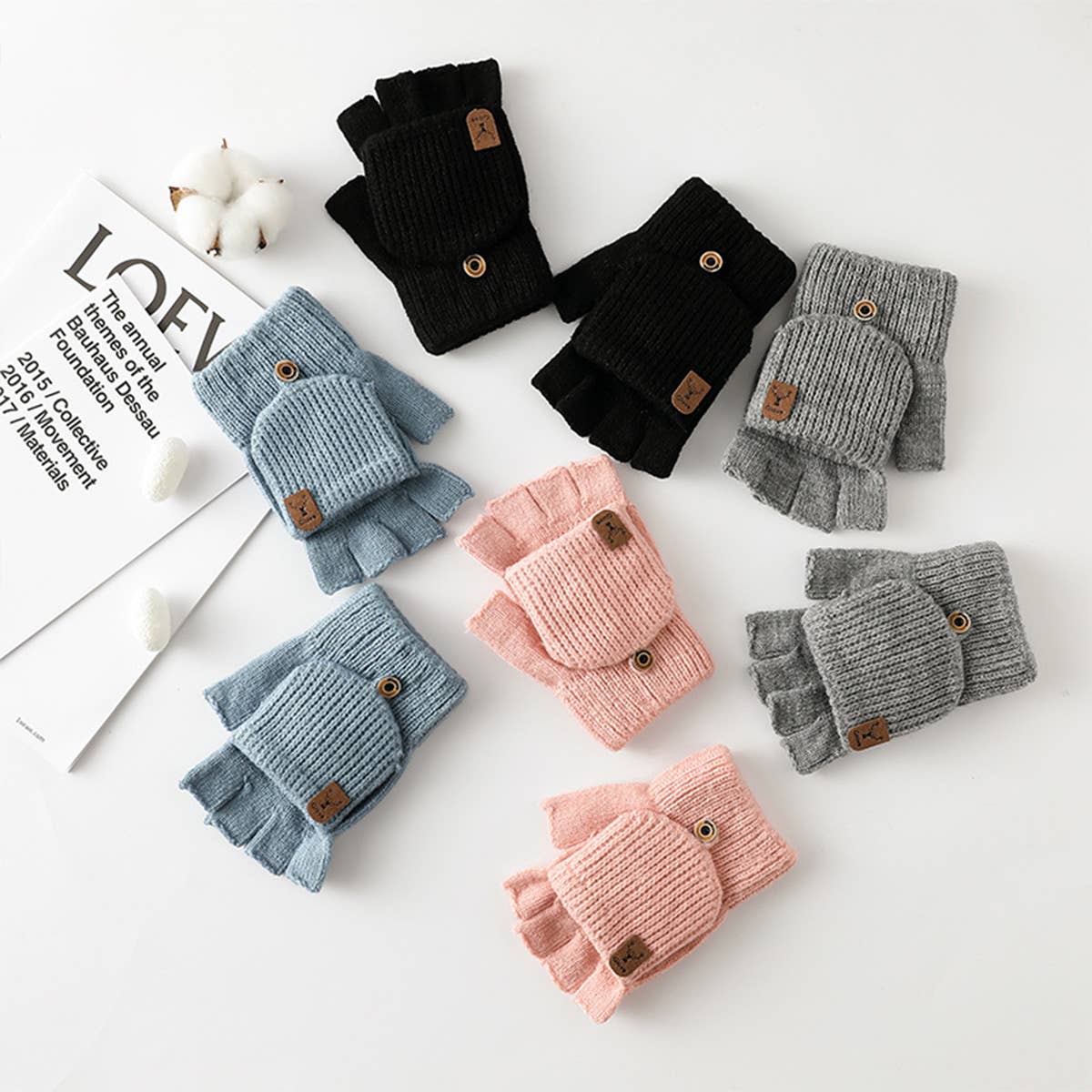 WINTER WARM HALF FINGER FLIP TOUCH SCREEN GLOVES