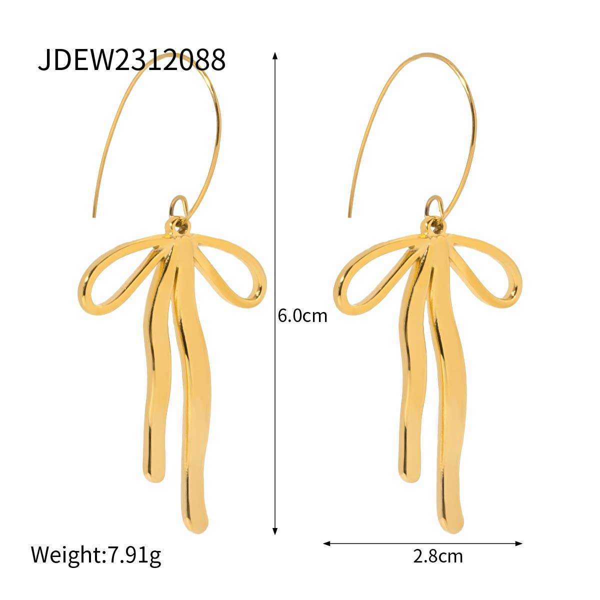 FASHION 18K GOLD STAINLESS STEEL BOW EARRINGS_CWASC1682