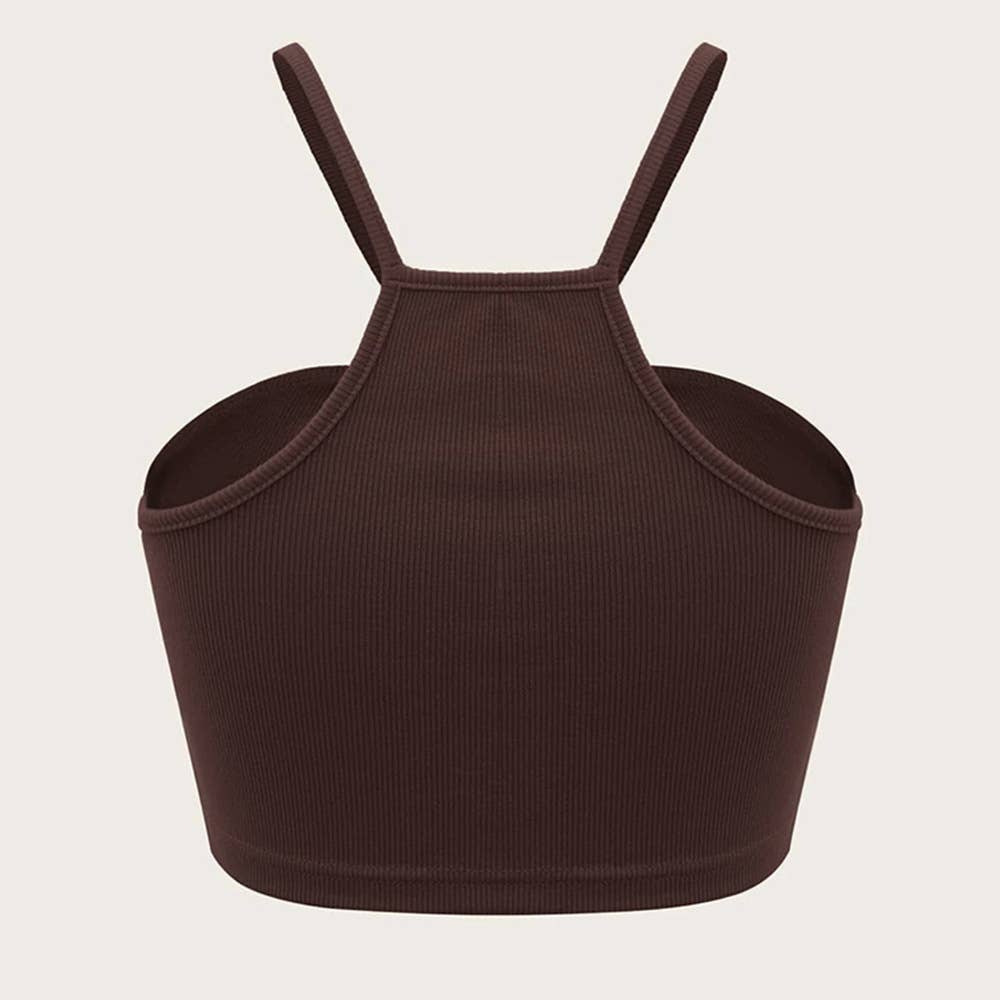 Slimming heart-shaped solid-color halter top