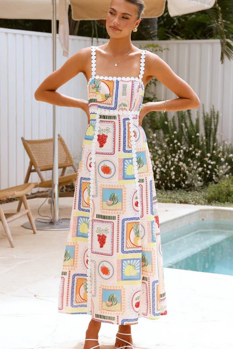 CWDMD5175_OFF SHOULDER RUFFLE TRIM FLORAL CAMI DRESS