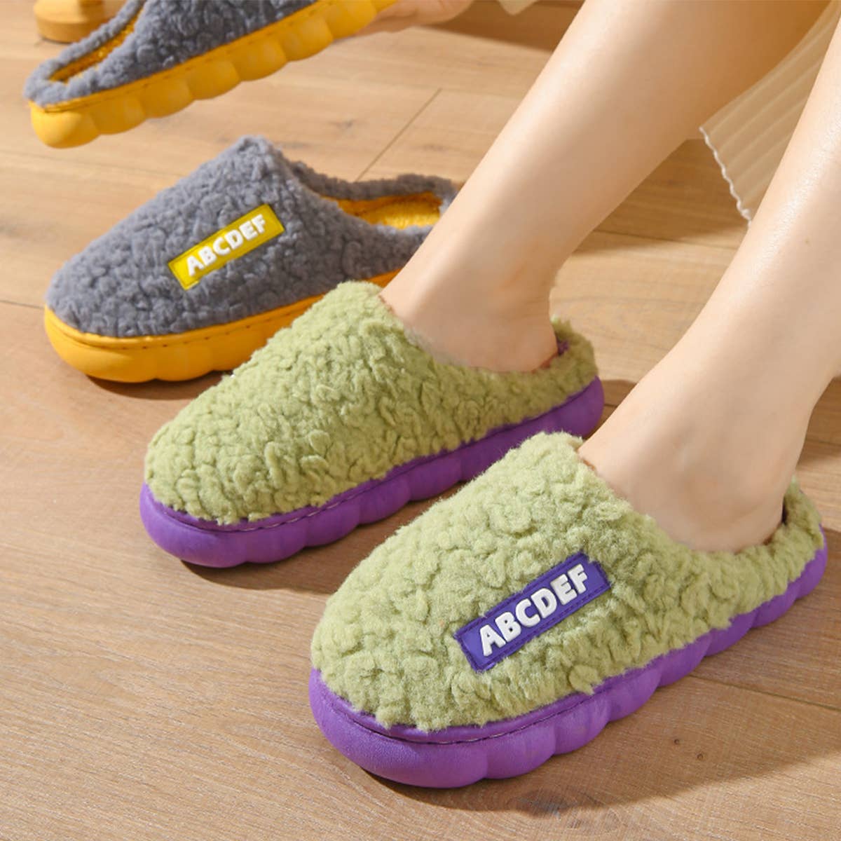 HOUSEHOLD NON-SLIP LETTER WARM COTTON SLIPPERS