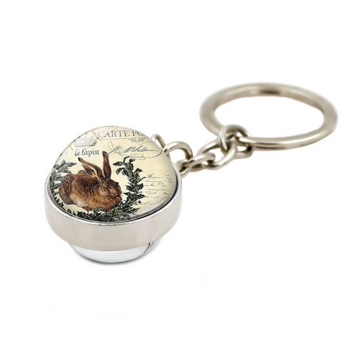 EASTER RABBIT CRYSTAL GLASS BALL PENDANT KEYCHAIN