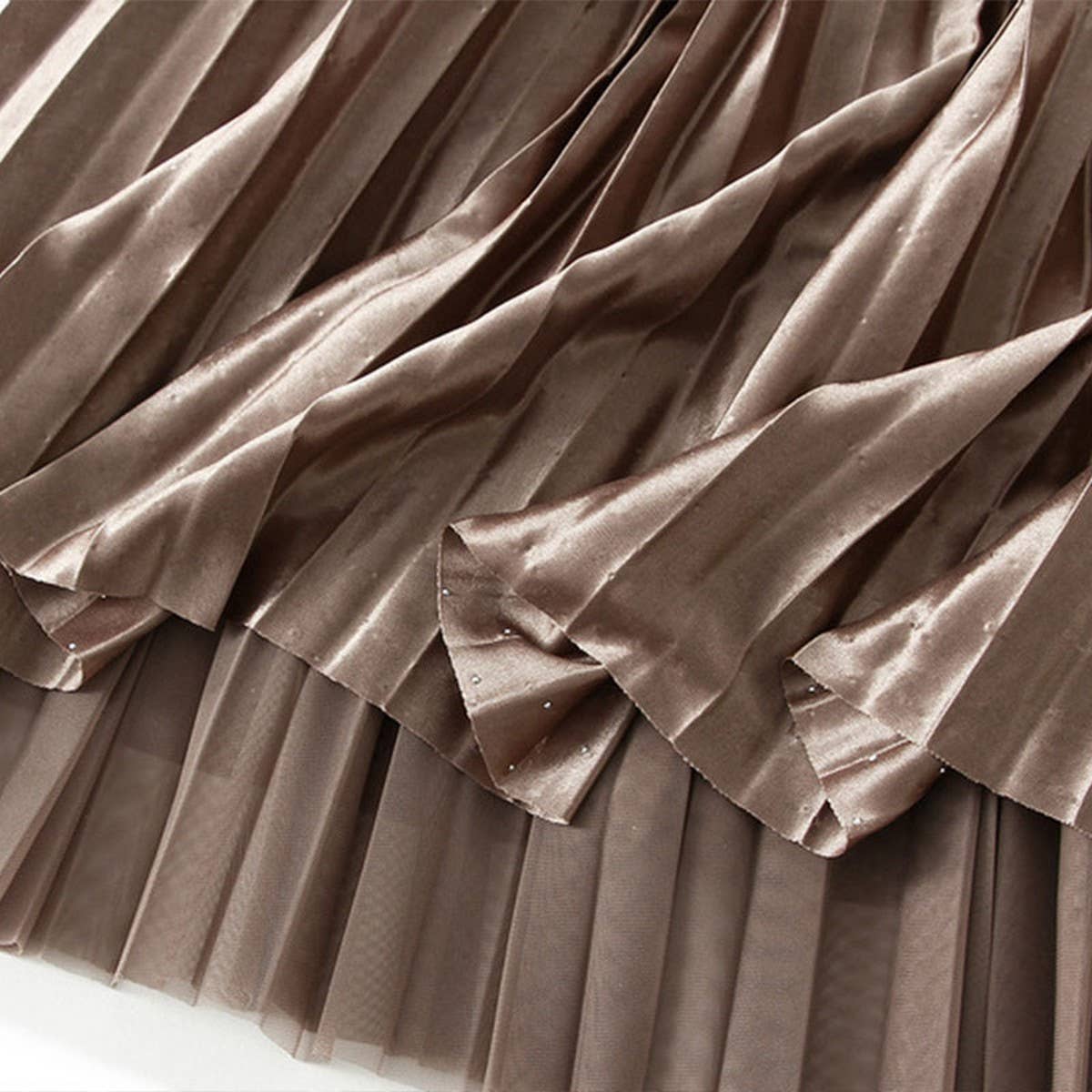 REVERSIBLE RHINESTONE HIGH-END MESH PLEATED SKIRT