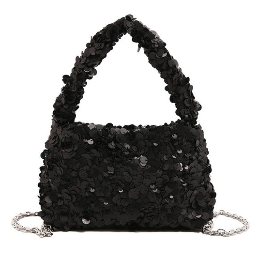 Sequined versatile pleated crossbody bag