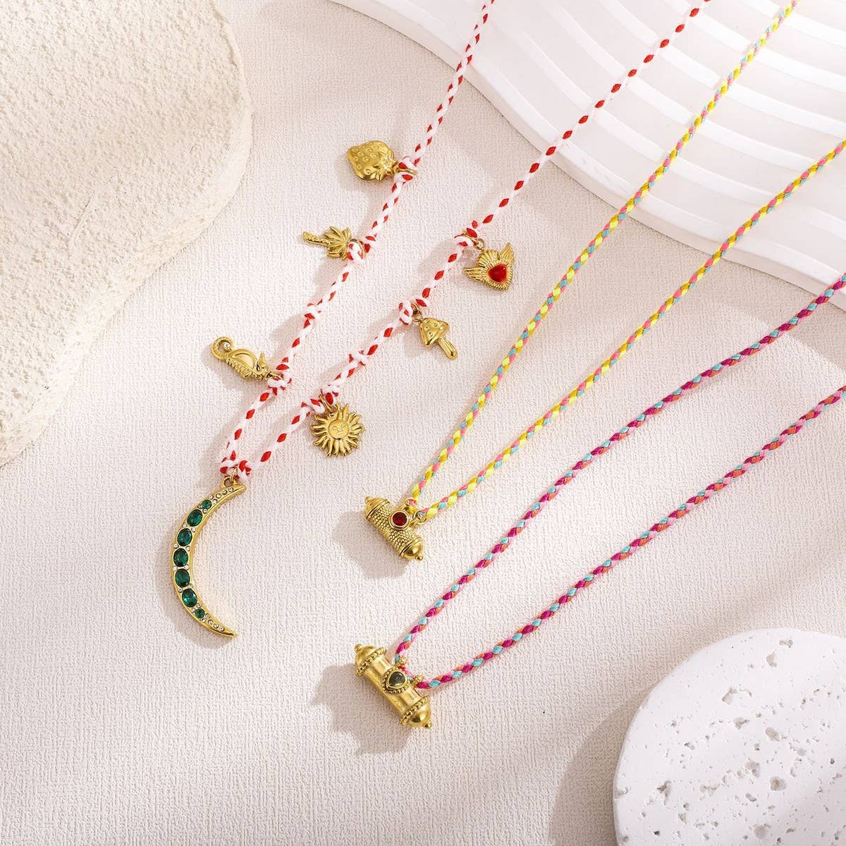 Original Cotton Rope Necklace with Moon Pendant_CWMM8829