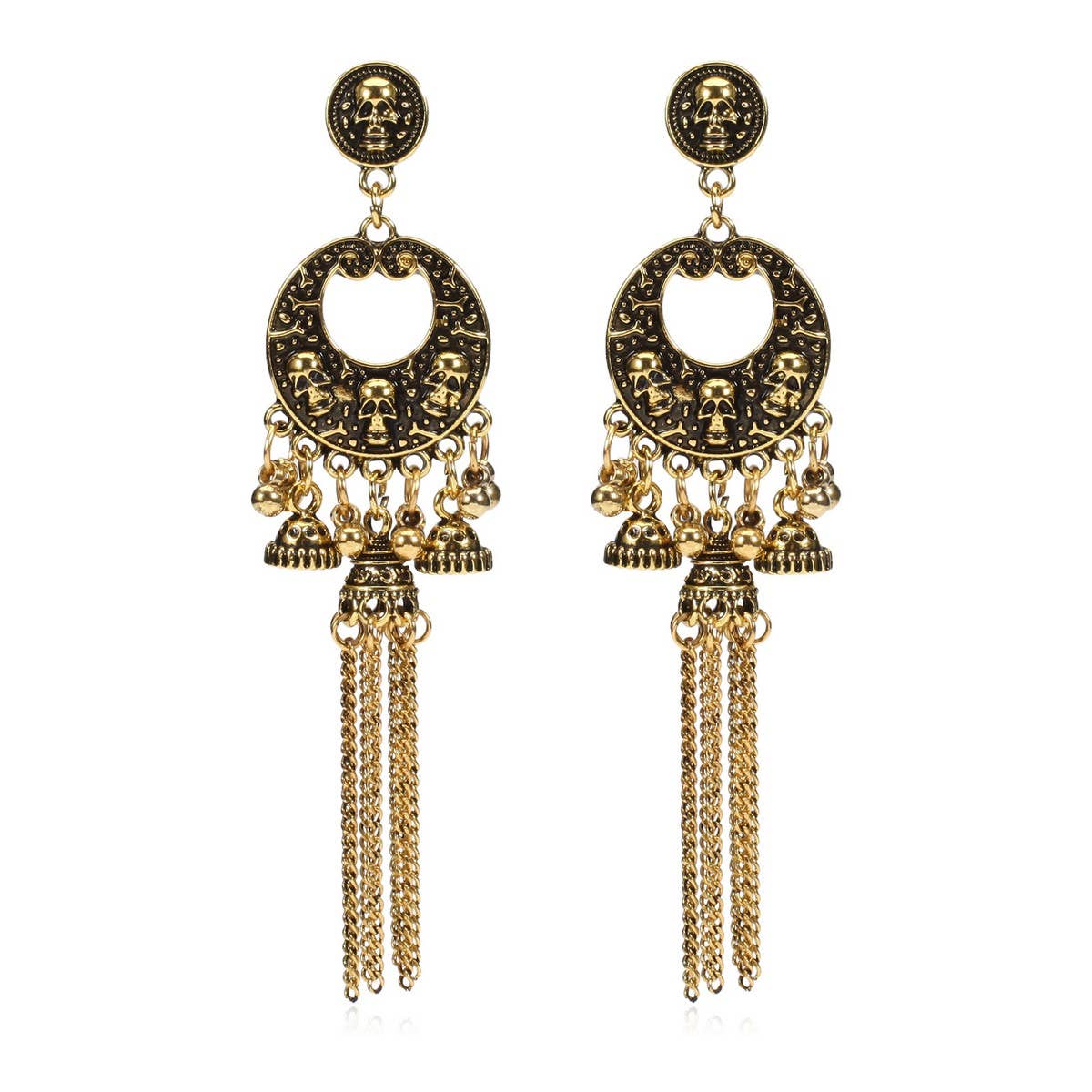 CWMM10460_HALLOWEEN PUMPKIN GHOST SKULL SPIDERWEB EARRINGS