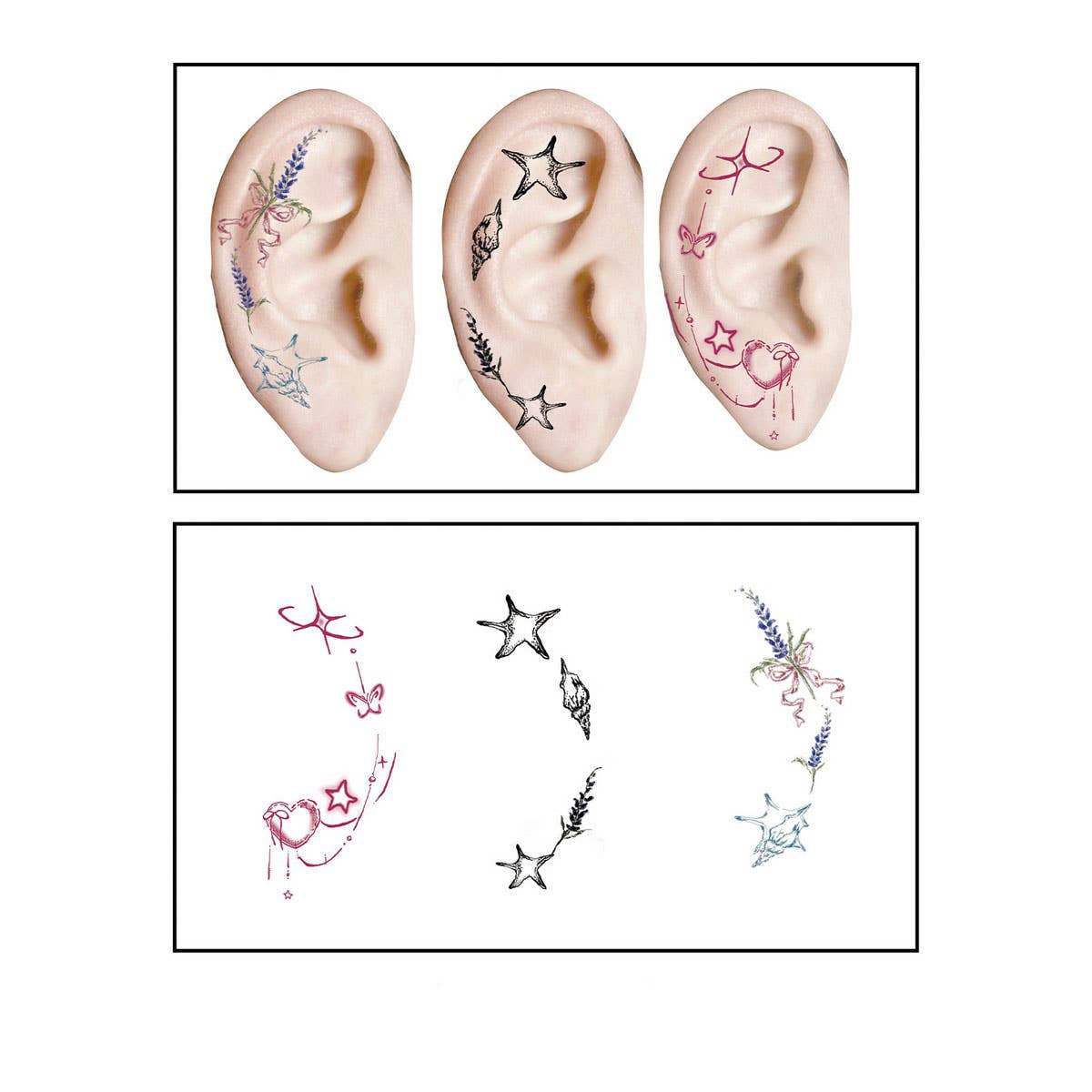 Waterproof Ear Tattoos ? Cute Cartoon Set
