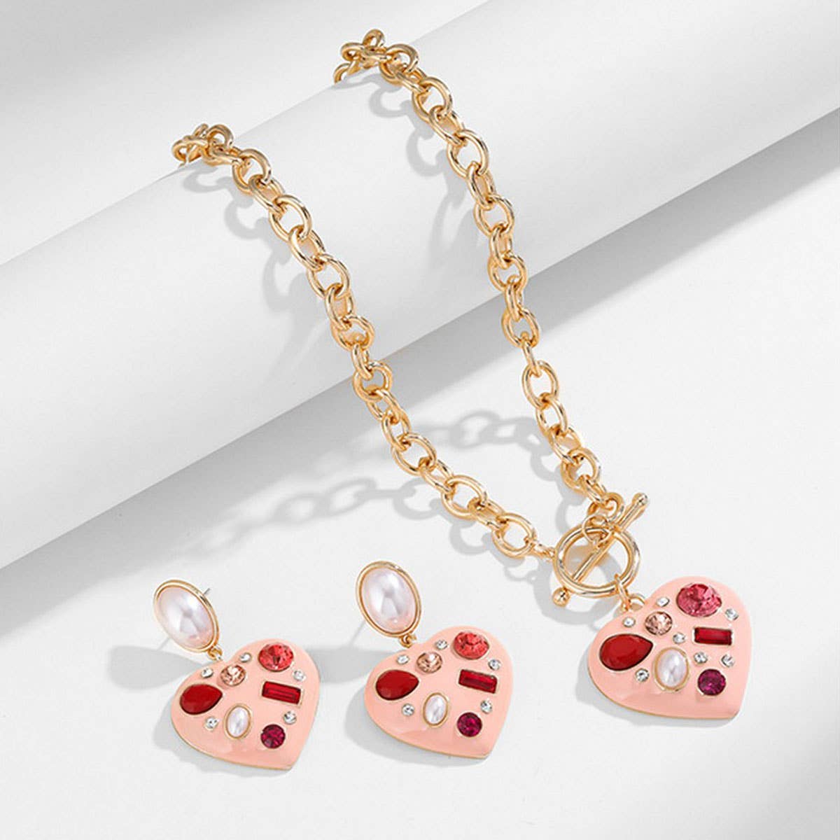 LOVE PEACH OIL PENDANT NECKLACE SET FOR WOMEN