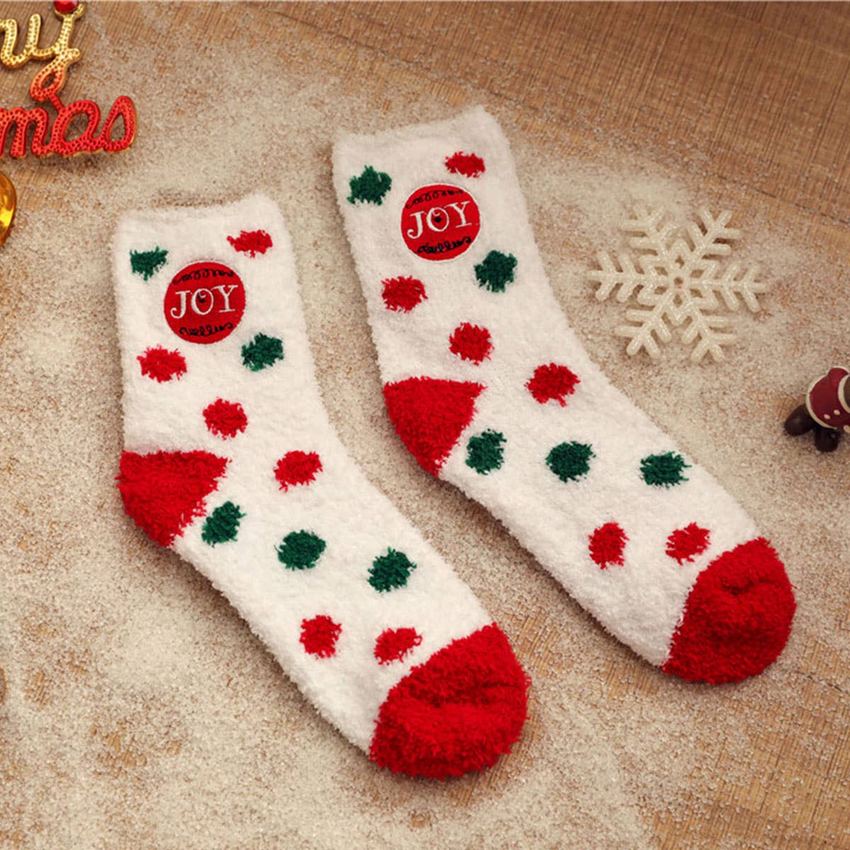 CHRISTMAS EMBROIDERY COZY SOCKS FOR WOMEN