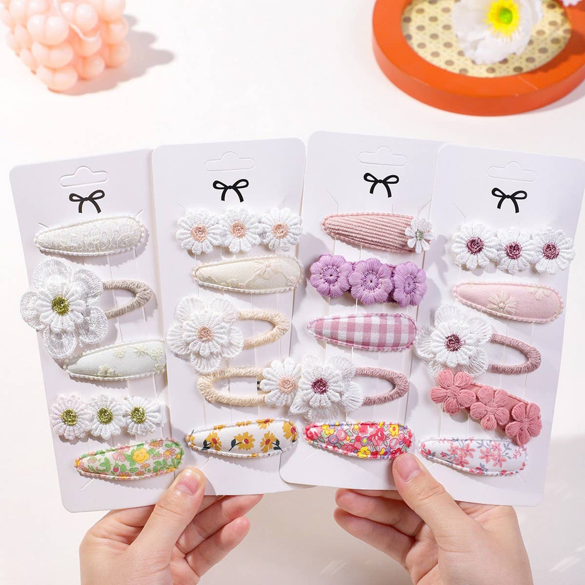 Daisy BB Clip Set ? Printed Cute Fabric Clips