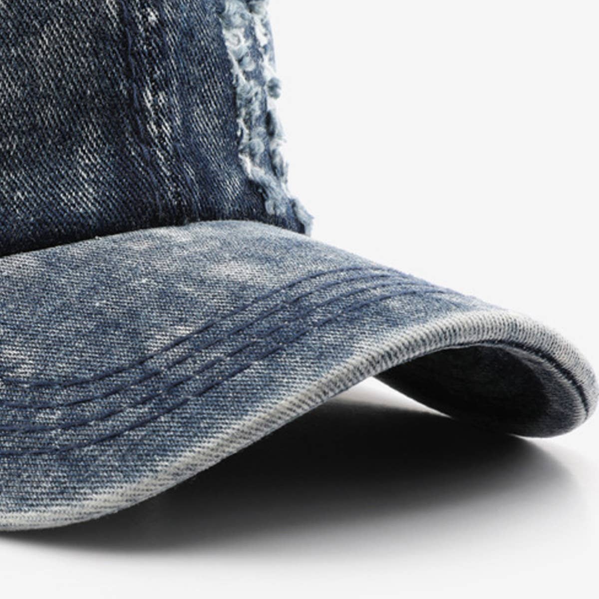 Vintage Washed Distressed Denim Baseball Cap_CWAH0896