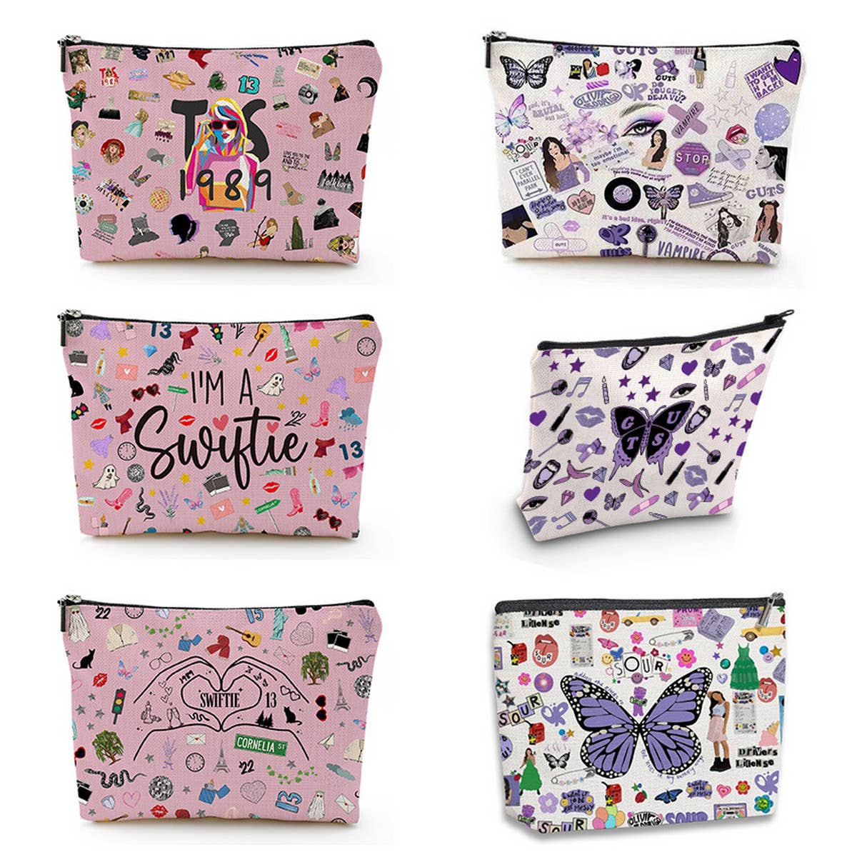 PINK LETTER DOUBLE-SIDED PRINTED COSMETIC BAG_CWAB2247