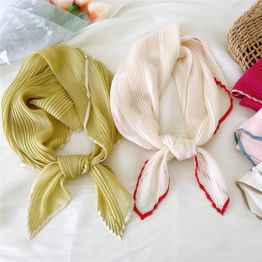 60cm Pleated Sheer Square Scarf for Women_CWASC0849