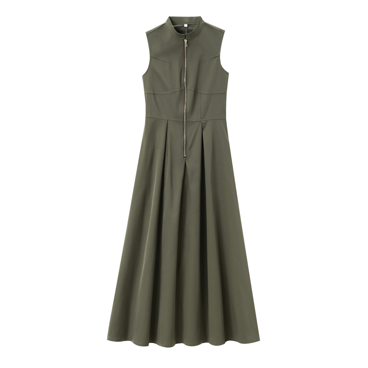 Waist-Cinched Sleeveless Dress - Chic Commuter