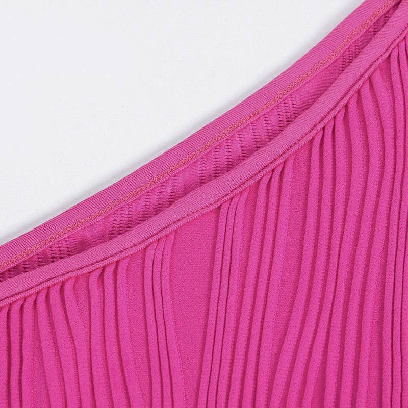 Sleeveless solid-color off-the-shoulder dress