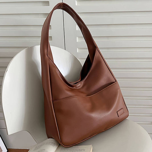 Soft leather bucket bag commuter tote bag