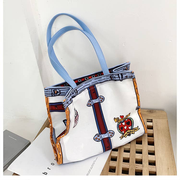 Canvas versatile and large-capacity handbag