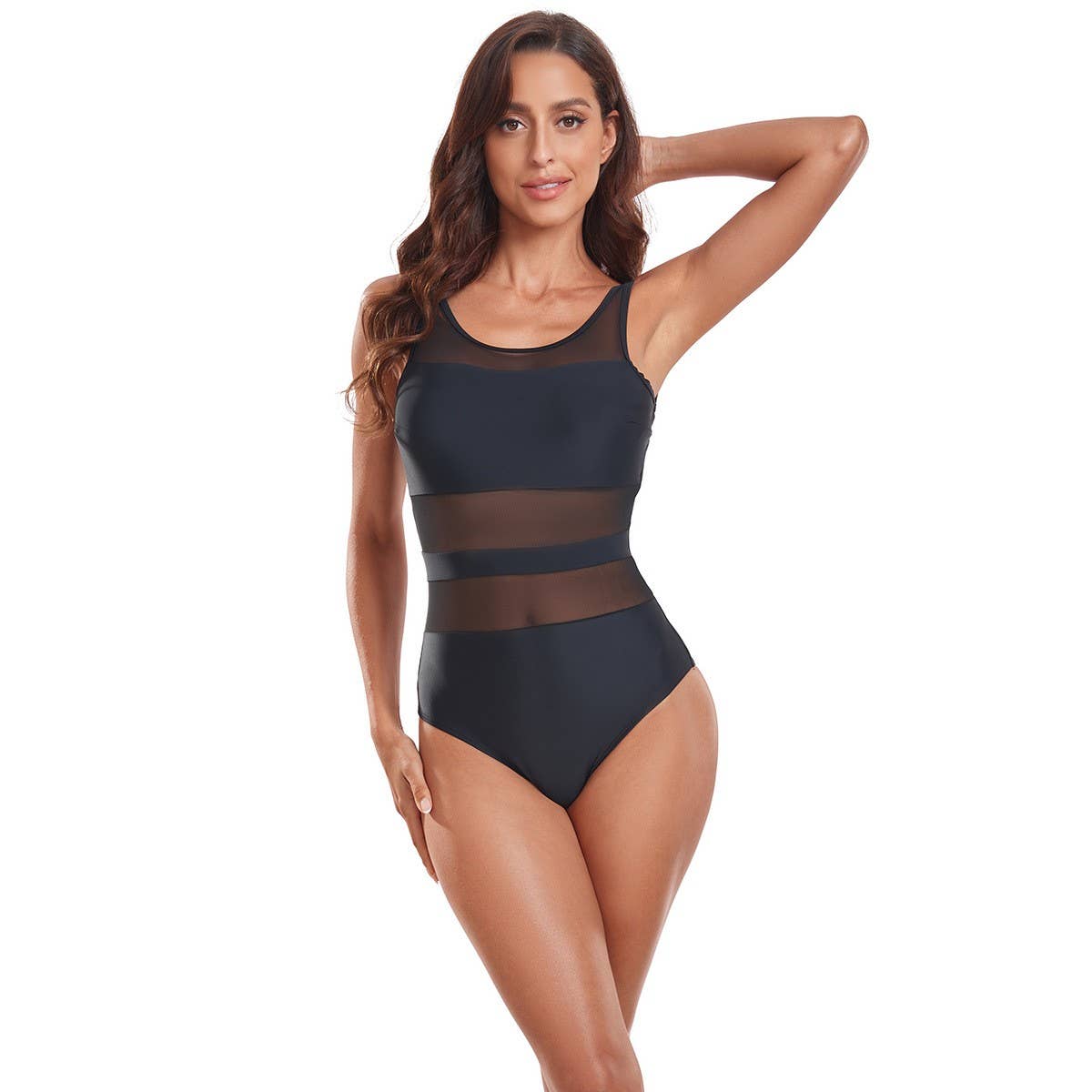 WOMEN'S MESH SPLICING ONE-PIECE SWIMSUIT
