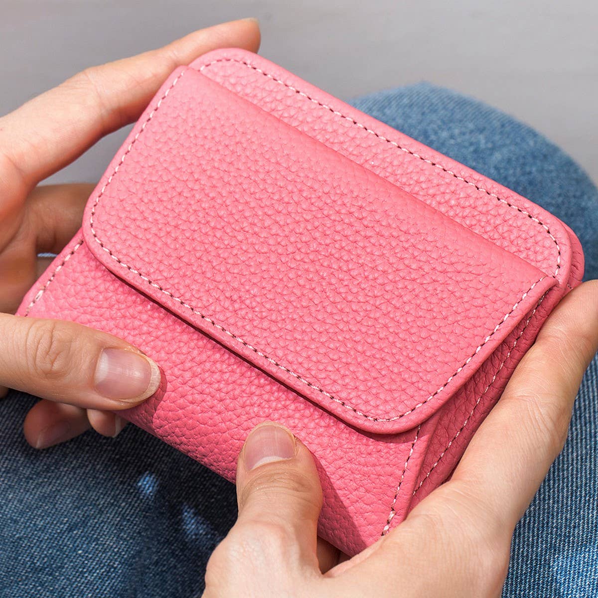 FASHIONABLE SHORT GENUINE MINI LEATHER WALLET_CWAB3775