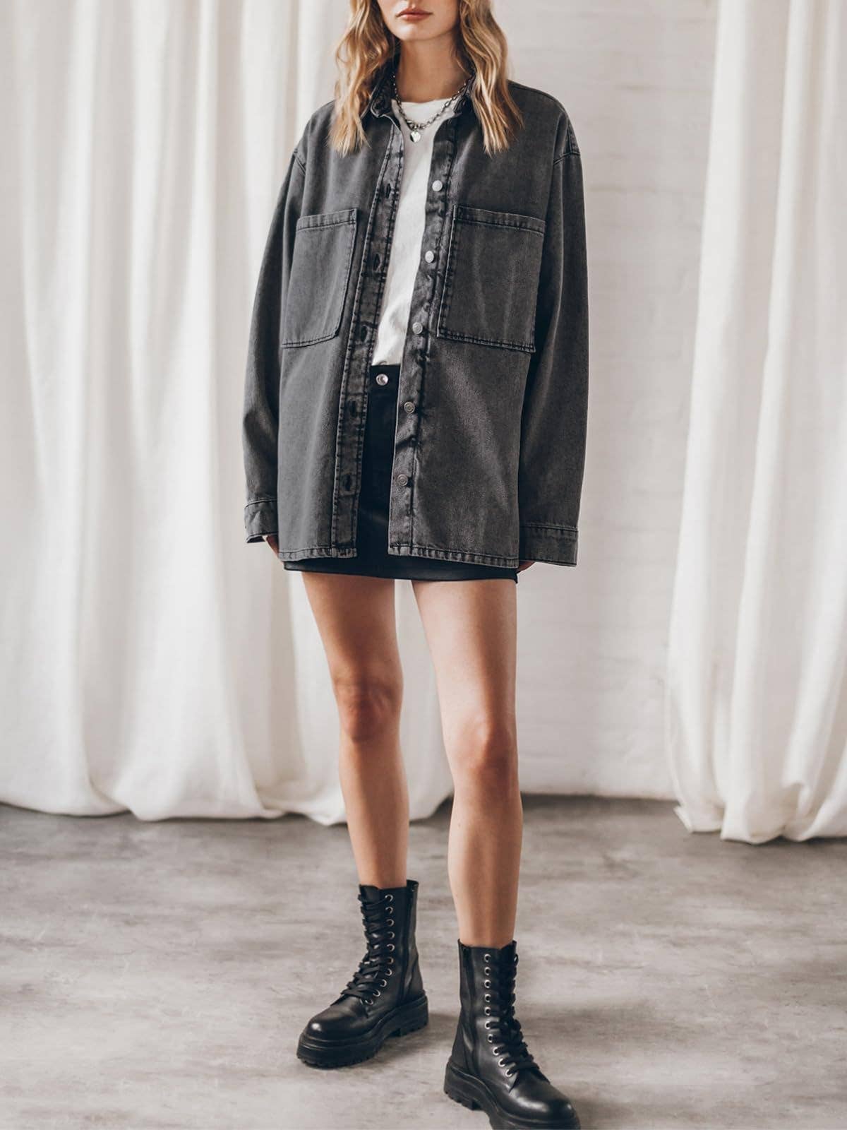 BAGGY CASUAL VINTAGE LONG-SLEEVED DENIM JACKET