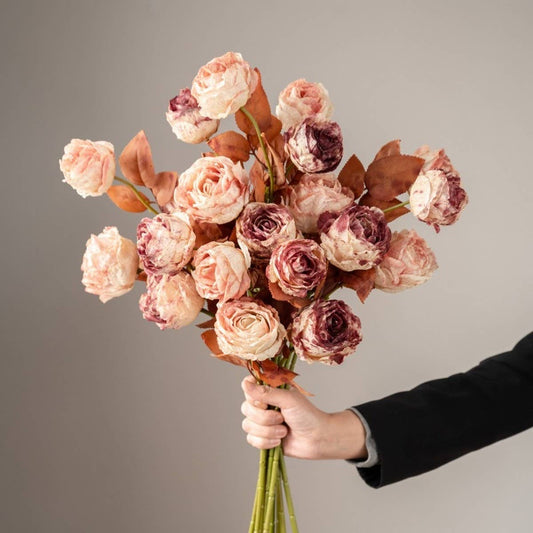 Ink-Styled Burnt Edge Rose Bouquet for Decor