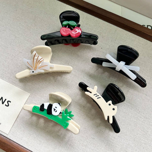 Cute Bow Cherry Acetate Hair Claw Clip for Girls