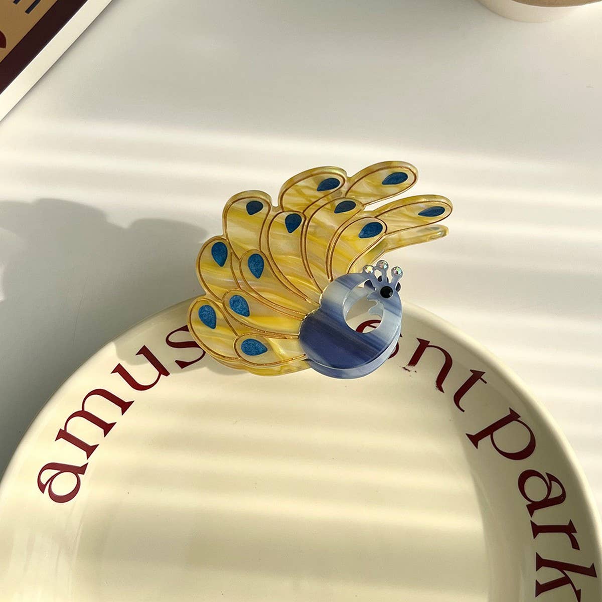 Peacock Acetate Hair Claw, Rhinestone Chic Clip_CWAHA5900