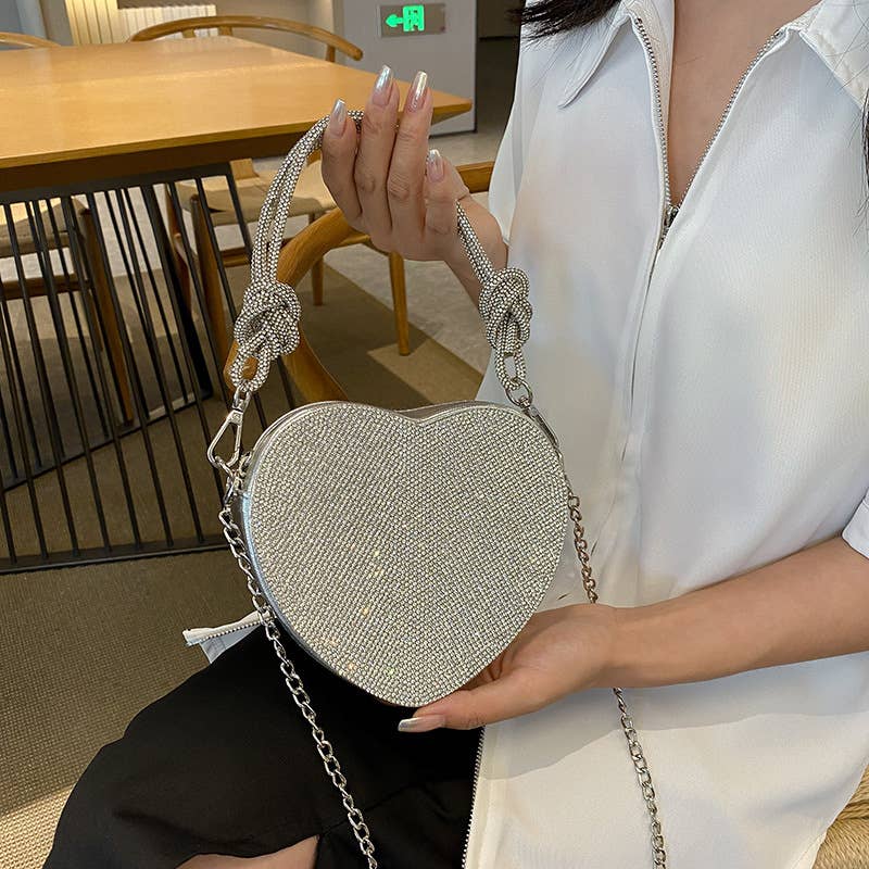 Diamond-encrusted retro hand-held crossbody bag