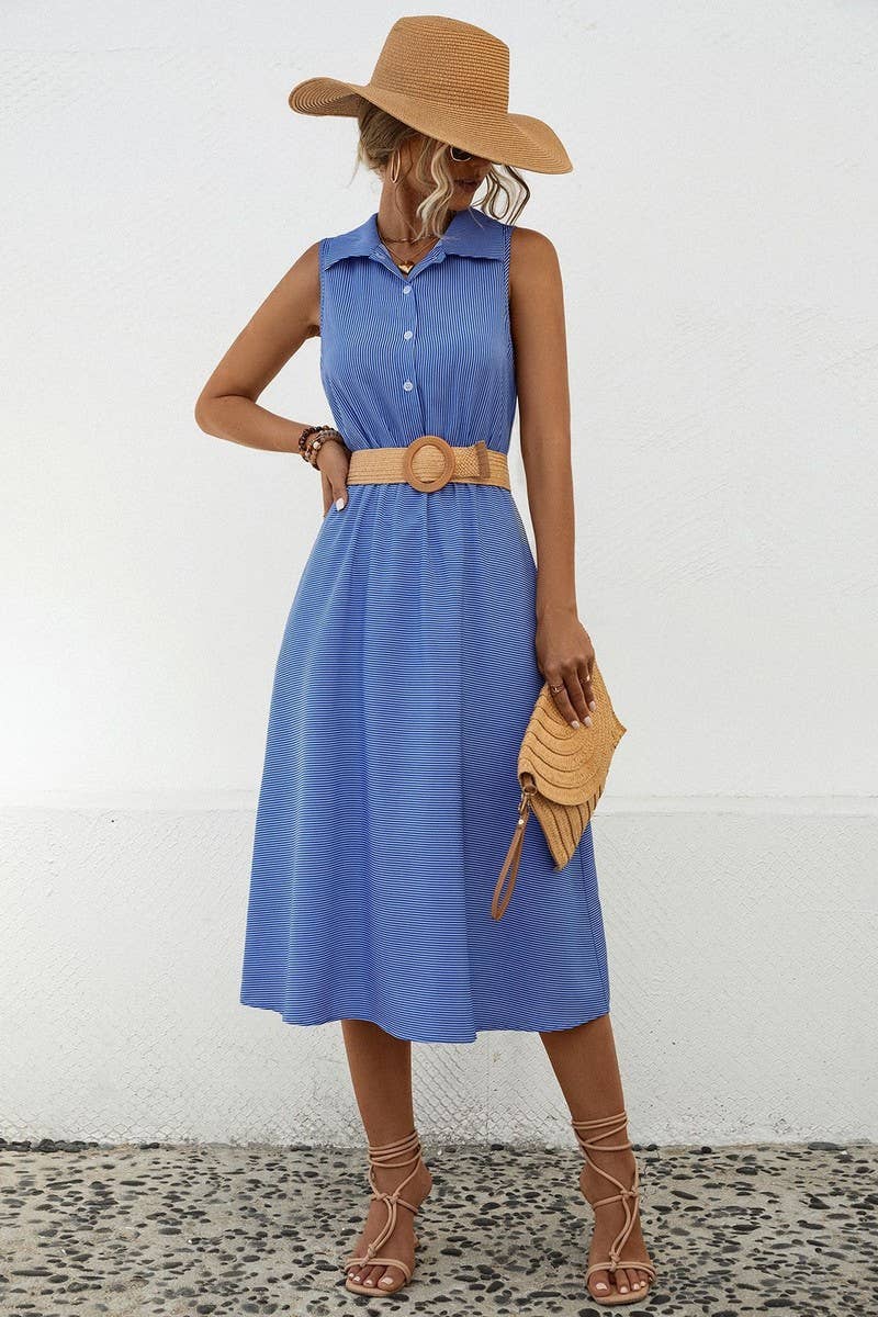 CWDSD4947_SOLID BUTTON CASUAL SHIRT DRESS