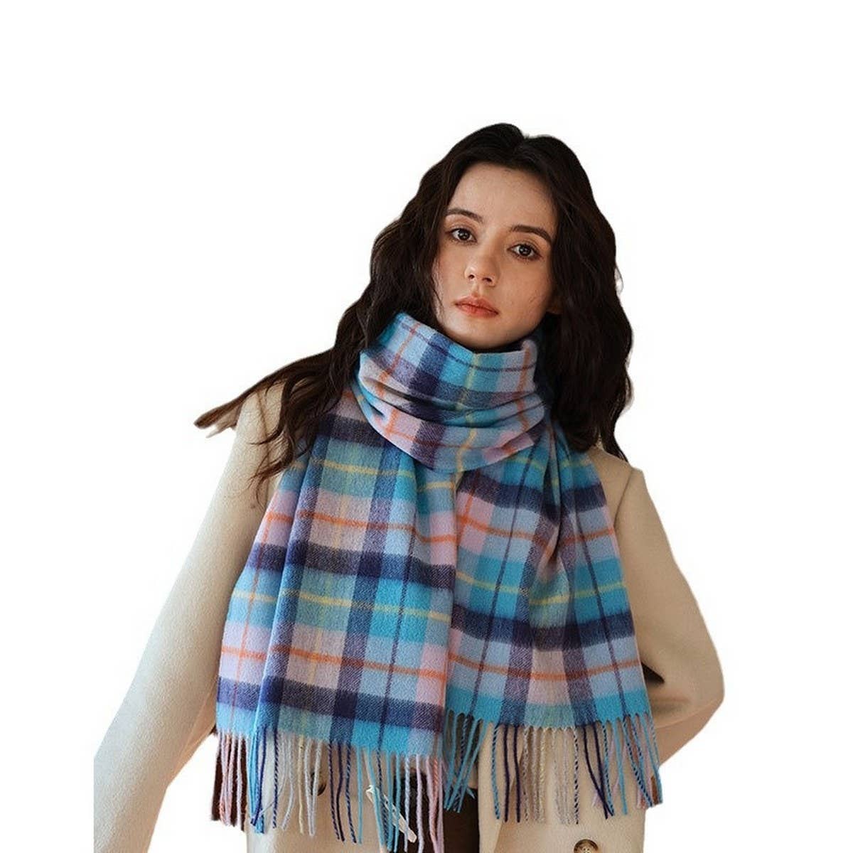 100% Wool Plaid Scarf - Unisex Warm Winter Wrap_CWASC2346