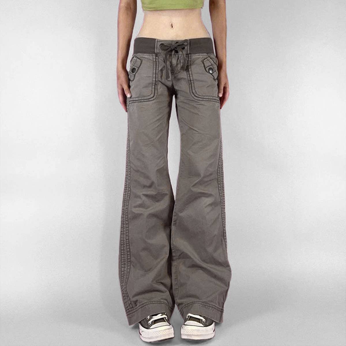 MAKE OLD WASH COLOR LOOSE-FITTING HIGH PANTS