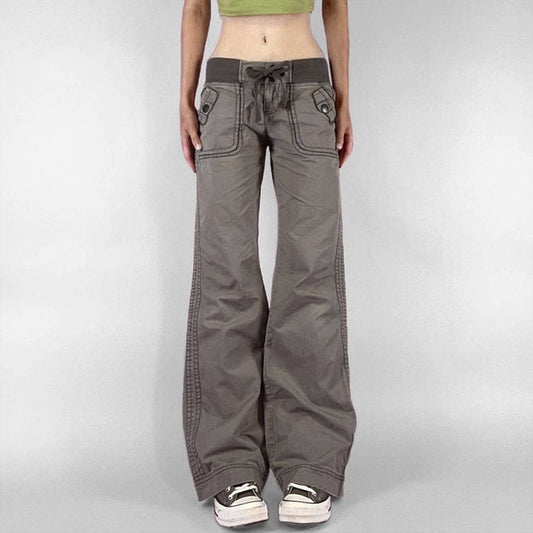 MAKE OLD WASH COLOR LOOSE-FITTING HIGH PANTS
