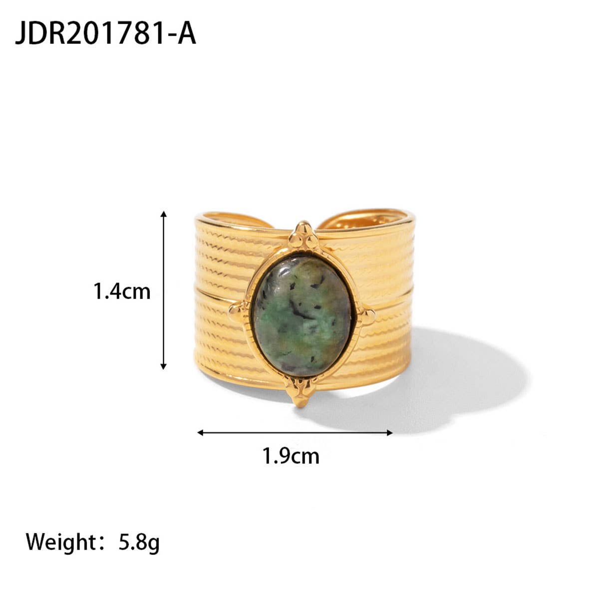 GOLD STAINLESS STEEL INLAID NATURAL STONE RINGS