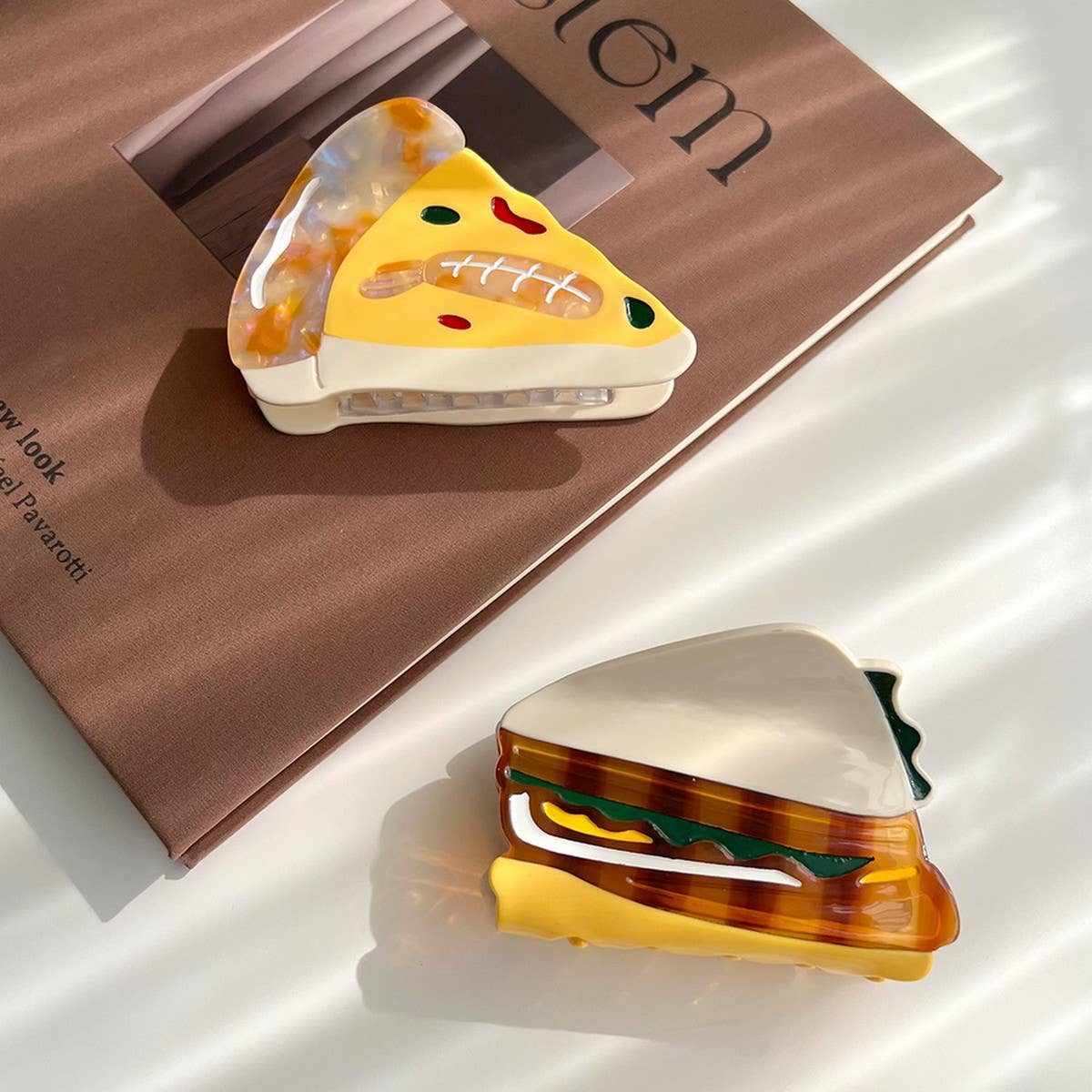 Creative Pizza Sandwich Acetate Claw?Fun Hair Clip