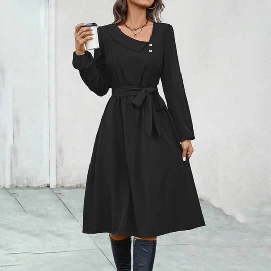 LONG-SLEEVED DRESS WITH IRREGULAR COLLAR