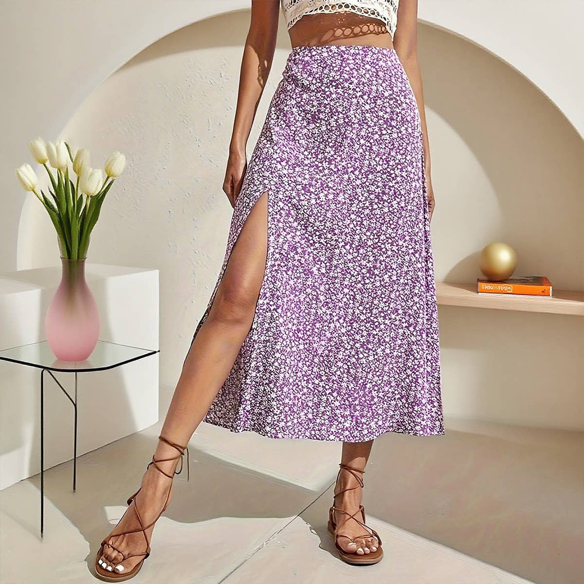 Flower of open fork A word wide skirts